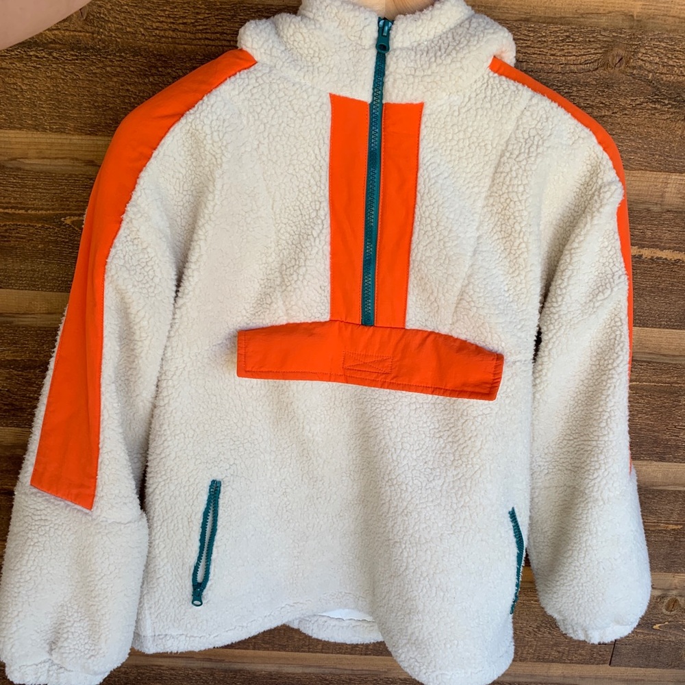 Urban Outfitters Cream Blue and Orange Fleece
